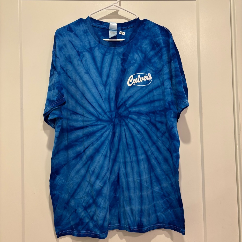 Culver's It's Cheddar Time Blue Tie Dye Graphic T-Shirt Men's XL Colortone